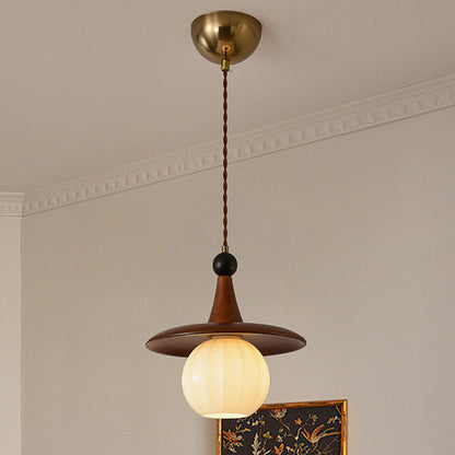Modern Mid-Century Solid Wood Glass Ball Shade 1/3-Light Chandelier Island Light For Living Room