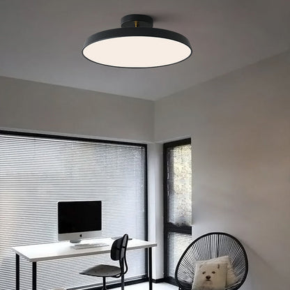 Modern Mid-Century Geometric Circle Hardware Acrylic LED Semi-Flush Mount Ceiling Light For Bedroom