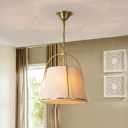 Modern Minimalist Trapezoidal Iron Fabric 3-Light Pendant Light For Dining Room