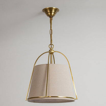 Modern Minimalist Trapezoidal Iron Fabric 3-Light Pendant Light For Dining Room