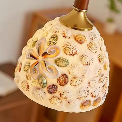 Traditional Vintage Oval Glass Iron Solid Wood 1-Light Pendant Light For Bedroom
