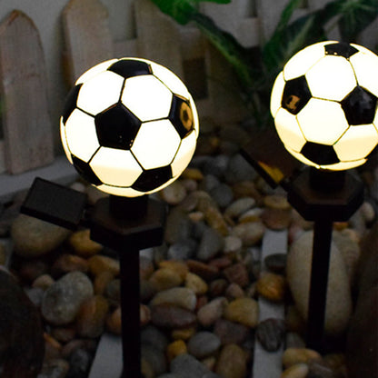 Modern Art Deco Solar Round Football PS PP LED Outdoor Light For Garden