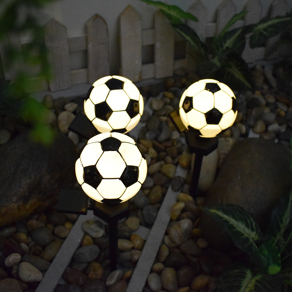 Modern Art Deco Solar Round Football PS PP LED Outdoor Light For Garden