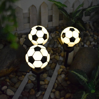 Modern Art Deco Solar Round Football PS PP LED Outdoor Light For Garden