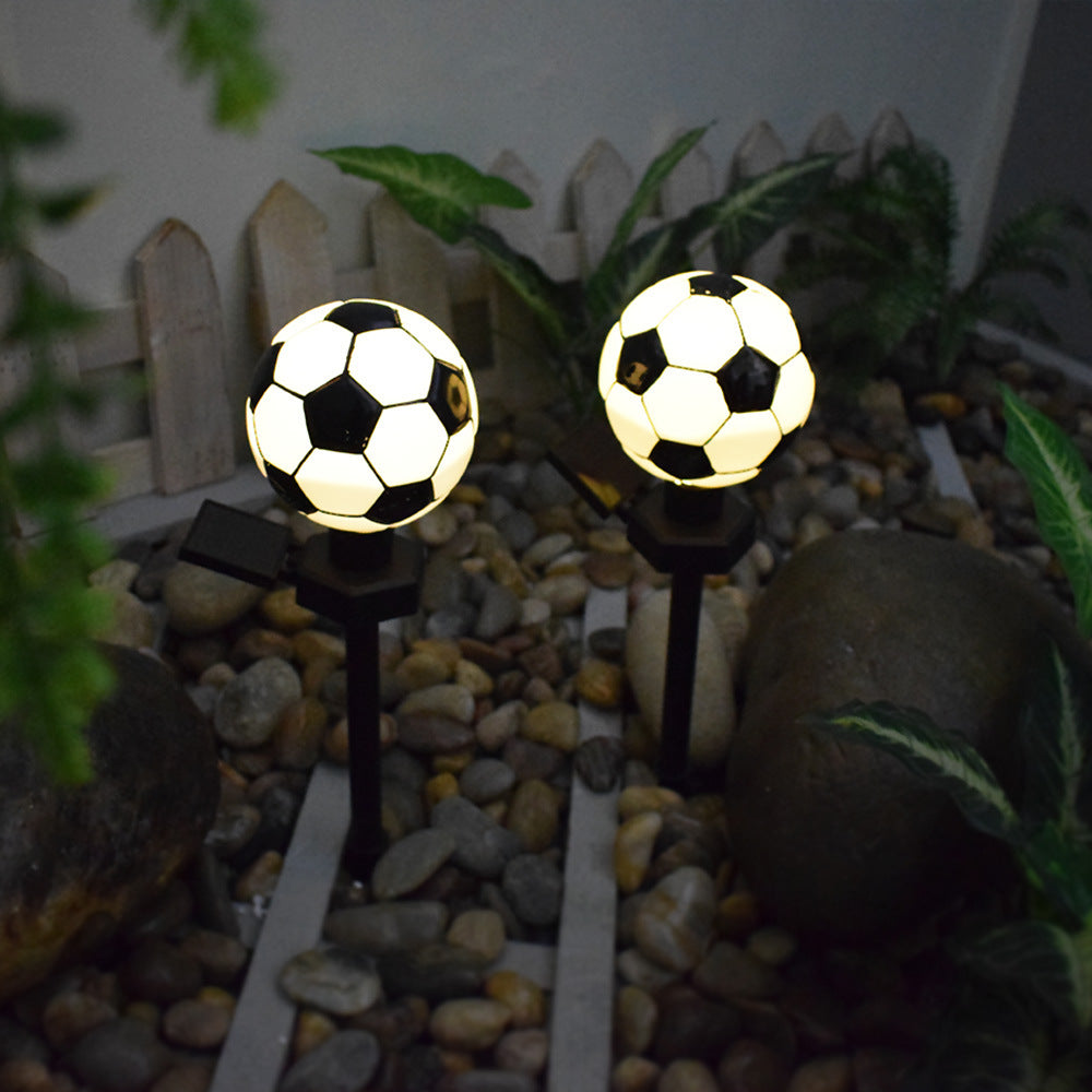 Modern Art Deco Solar Round Football PS PP LED Outdoor Light For Garden
