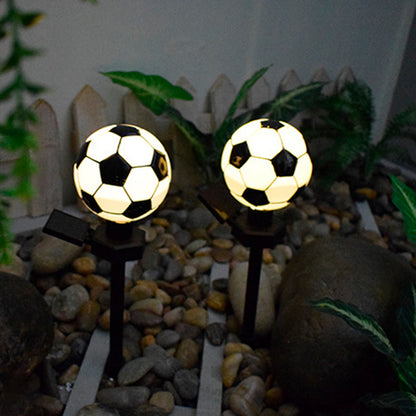 Modern Art Deco Solar Round Football PS PP LED Outdoor Light For Garden