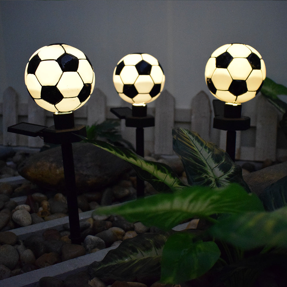 Modern Art Deco Solar Round Football PS PP LED Outdoor Light For Garden
