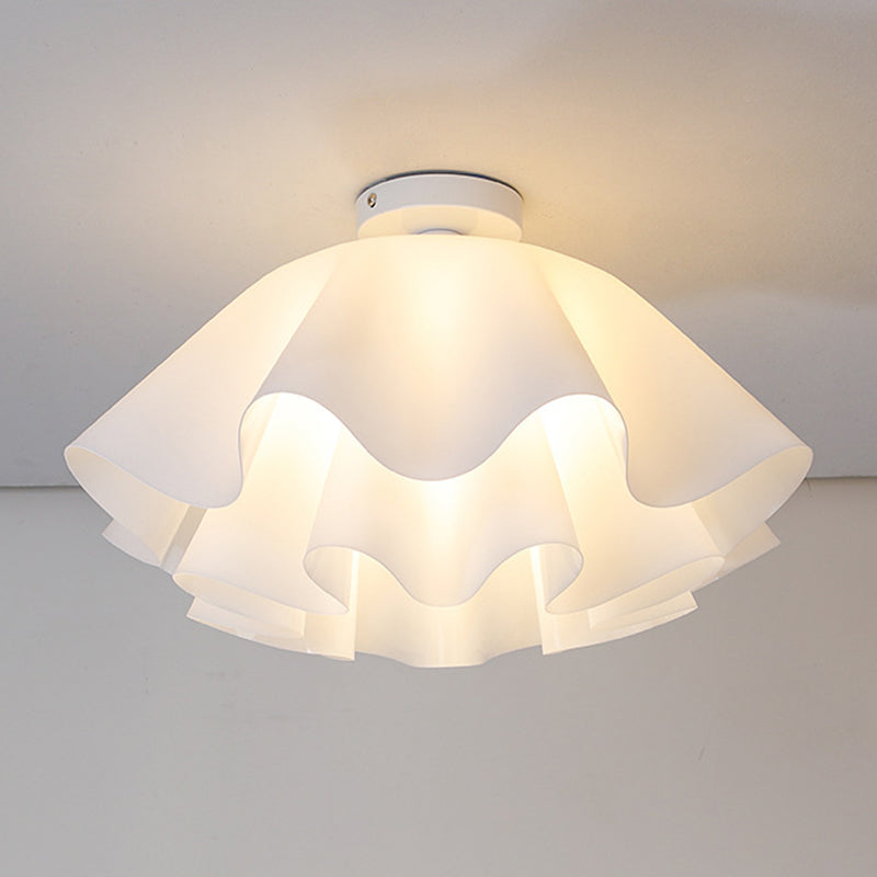 Modern Minimalist Flower-shaped Acrylic Iron 1-Light Semi-Flush Mount Ceiling Light For Bedroom