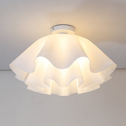 Modern Minimalist Flower-shaped Acrylic Iron 1-Light Semi-Flush Mount Ceiling Light For Bedroom