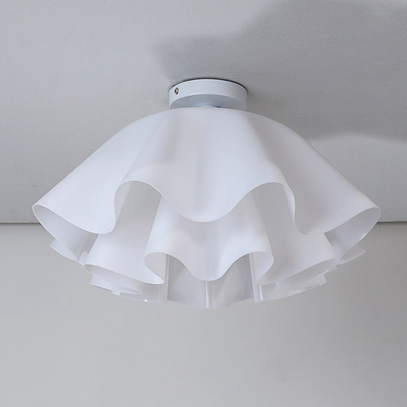 Modern Minimalist Flower-shaped Acrylic Iron 1-Light Semi-Flush Mount Ceiling Light For Bedroom