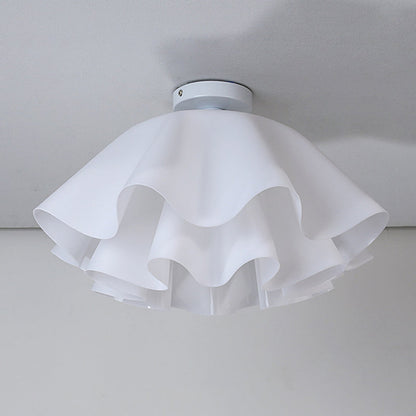 Modern Minimalist Flower-shaped Acrylic Iron 1-Light Semi-Flush Mount Ceiling Light For Bedroom