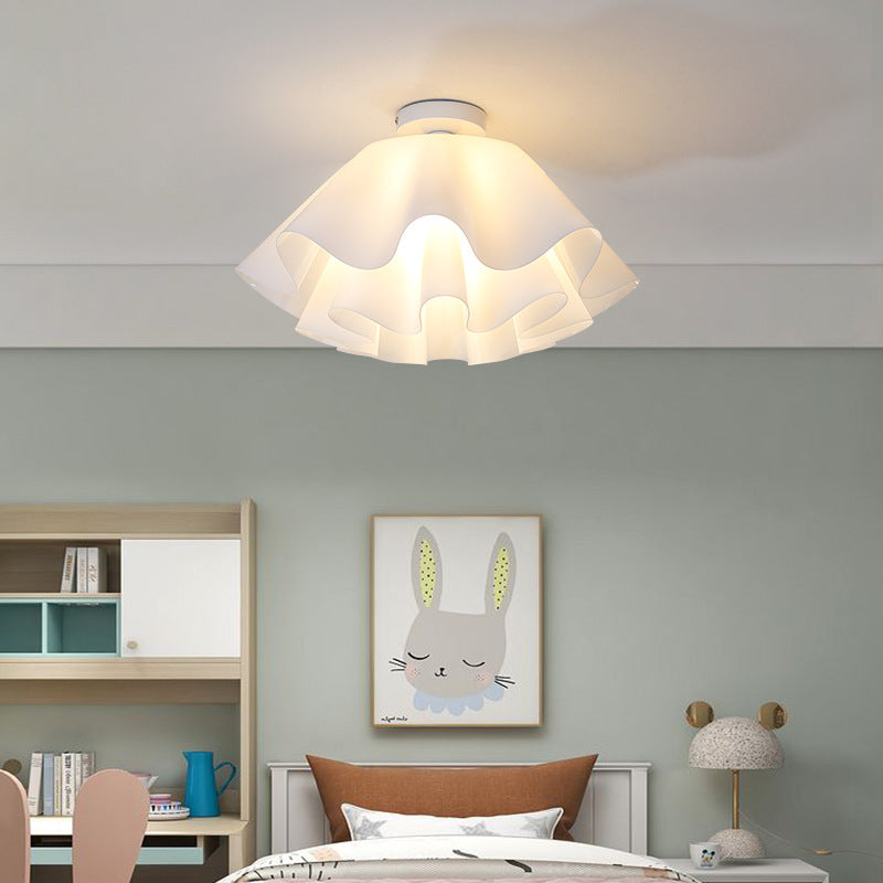 Modern Minimalist Flower-shaped Acrylic Iron 1-Light Semi-Flush Mount Ceiling Light For Bedroom