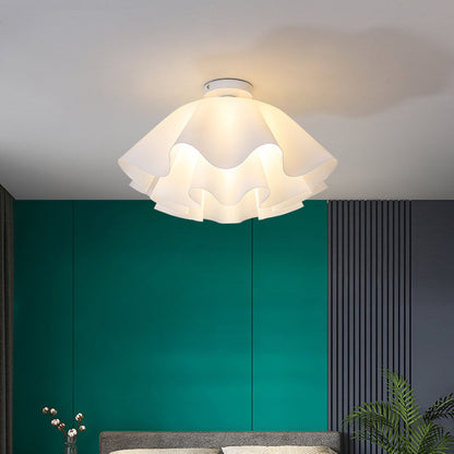 Modern Minimalist Flower-shaped Acrylic Iron 1-Light Semi-Flush Mount Ceiling Light For Bedroom