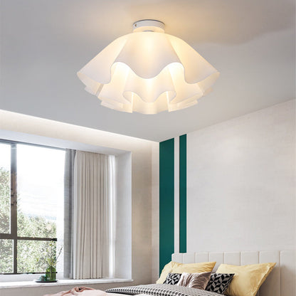 Modern Minimalist Flower-shaped Acrylic Iron 1-Light Semi-Flush Mount Ceiling Light For Bedroom