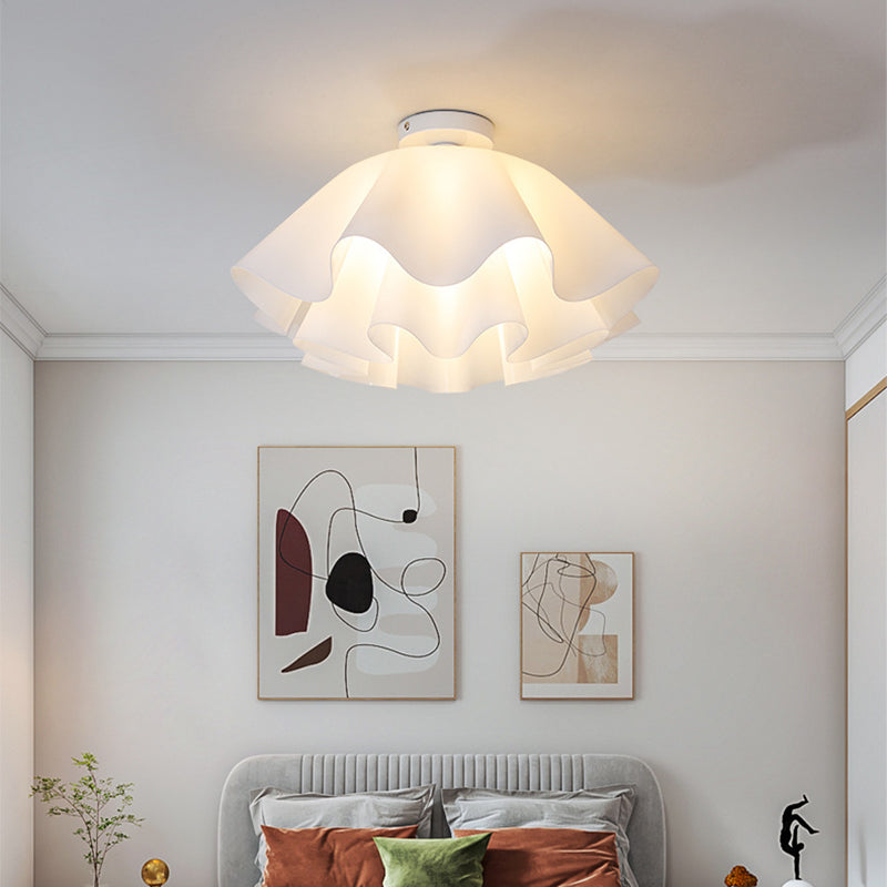 Modern Minimalist Flower-shaped Acrylic Iron 1-Light Semi-Flush Mount Ceiling Light For Bedroom