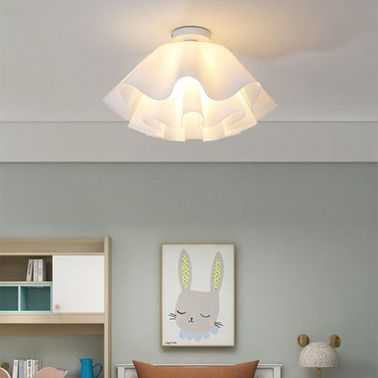 Modern Minimalist Flower-shaped Acrylic Iron 1-Light Semi-Flush Mount Ceiling Light For Bedroom
