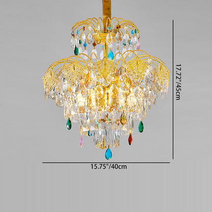 Traditional French Round Zinc Alloy Crystal 3/6/8-Light Chandeliers For Living Room & Dining Room