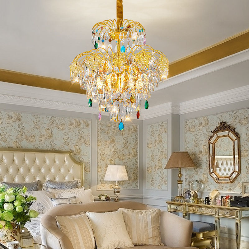 Traditional French Round Zinc Alloy Crystal 3/6/8-Light Chandeliers For Living Room & Dining Room
