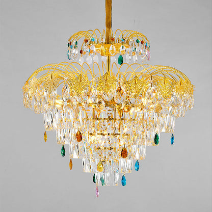 Traditional French Round Zinc Alloy Crystal 3/6/8-Light Chandeliers For Living Room & Dining Room