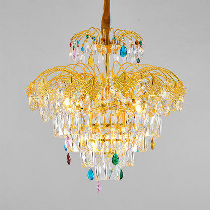 Traditional French Round Zinc Alloy Crystal 3/6/8-Light Chandeliers For Living Room & Dining Room