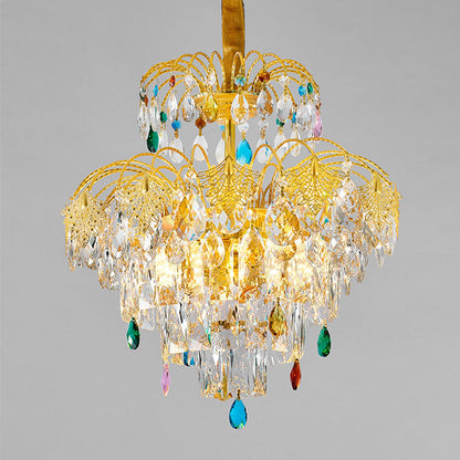 Traditional French Round Zinc Alloy Crystal 3/6/8-Light Chandeliers For Living Room & Dining Room