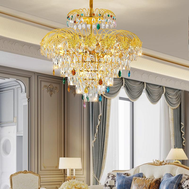 Traditional French Round Zinc Alloy Crystal 3/6/8-Light Chandeliers For Living Room & Dining Room