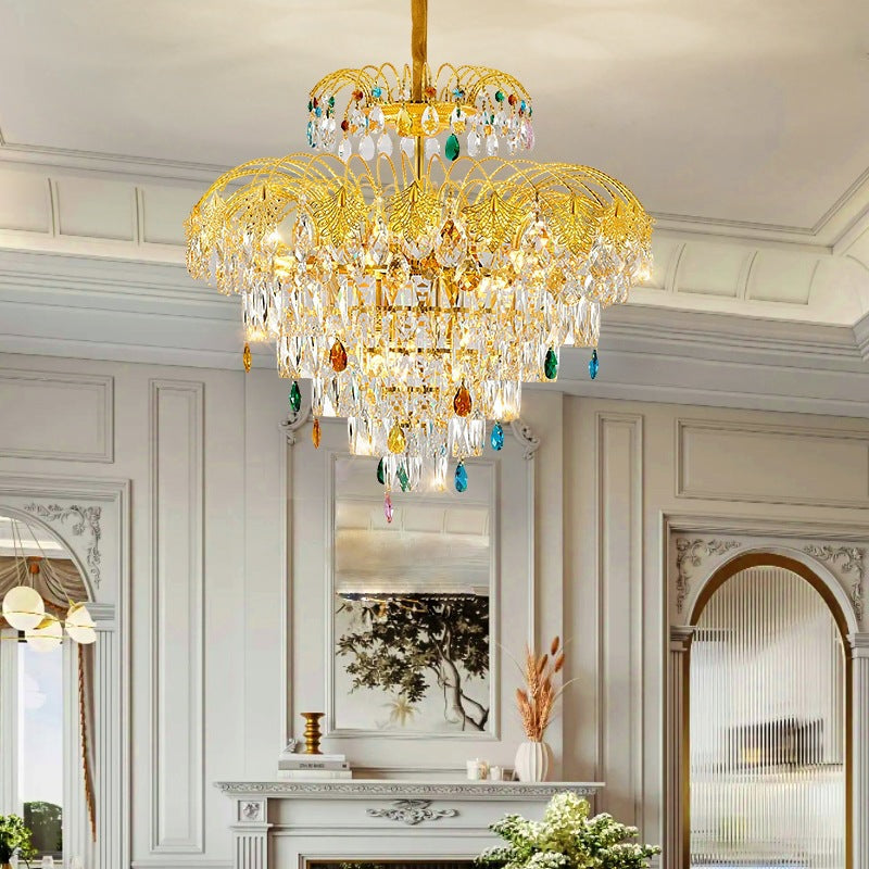 Traditional French Round Zinc Alloy Crystal 3/6/8-Light Chandeliers For Living Room & Dining Room