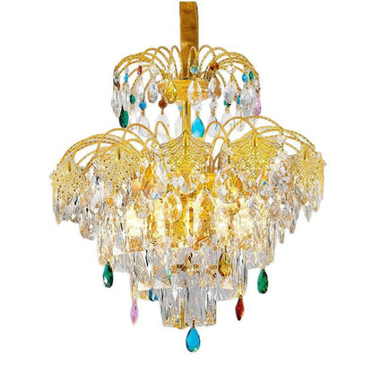 Traditional French Round Zinc Alloy Crystal 3/6/8-Light Chandeliers For Living Room & Dining Room