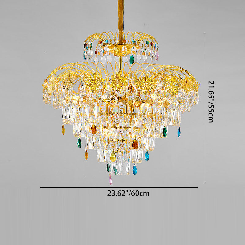 Traditional French Round Zinc Alloy Crystal 3/6/8-Light Chandeliers For Living Room & Dining Room