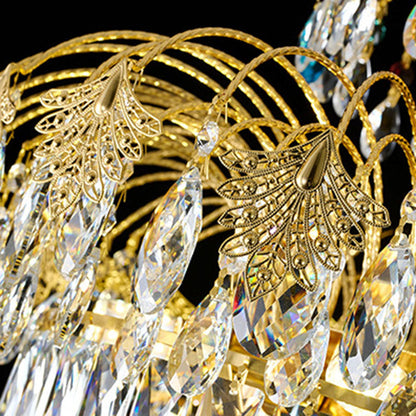 Traditional French Round Zinc Alloy Crystal 3/6/8-Light Chandeliers For Living Room & Dining Room