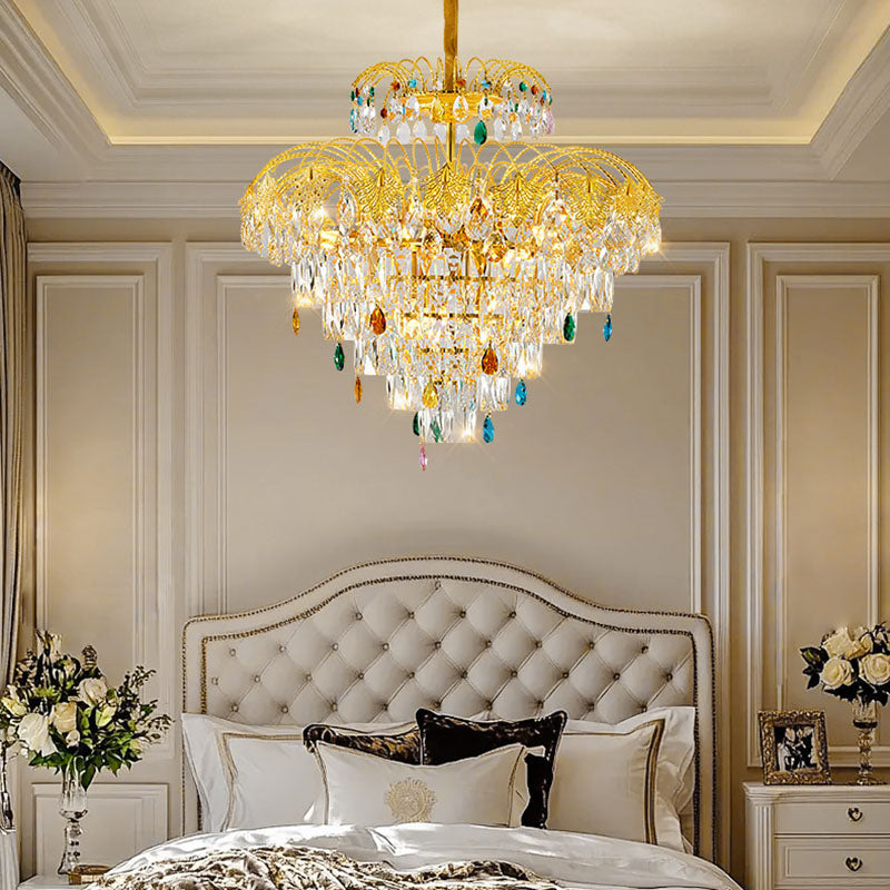 Traditional French Round Zinc Alloy Crystal 3/6/8-Light Chandeliers For Living Room & Dining Room