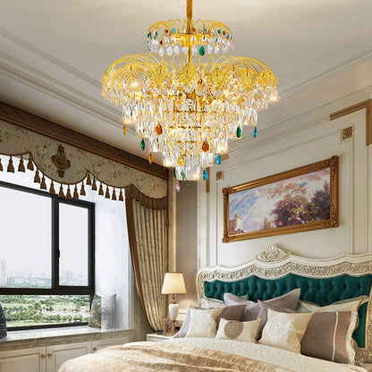 Traditional French Round Zinc Alloy Crystal 3/6/8-Light Chandeliers For Living Room & Dining Room