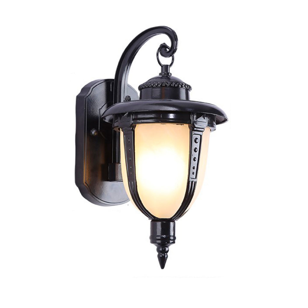 Traditional French Waterproof Lantern-Shaped Faux Marble Aluminum 1-Light Wall Sconce Lamp For Garden