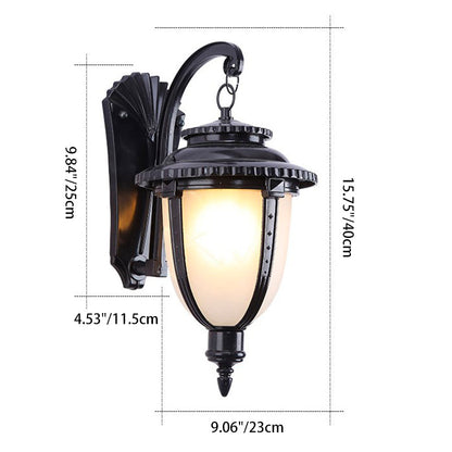 Traditional French Waterproof Lantern-Shaped Faux Marble Aluminum 1-Light Wall Sconce Lamp For Garden