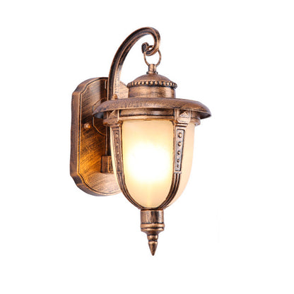 Traditional French Waterproof Lantern-Shaped Faux Marble Aluminum 1-Light Wall Sconce Lamp For Garden