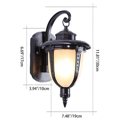 Traditional French Waterproof Lantern-Shaped Faux Marble Aluminum 1-Light Wall Sconce Lamp For Garden