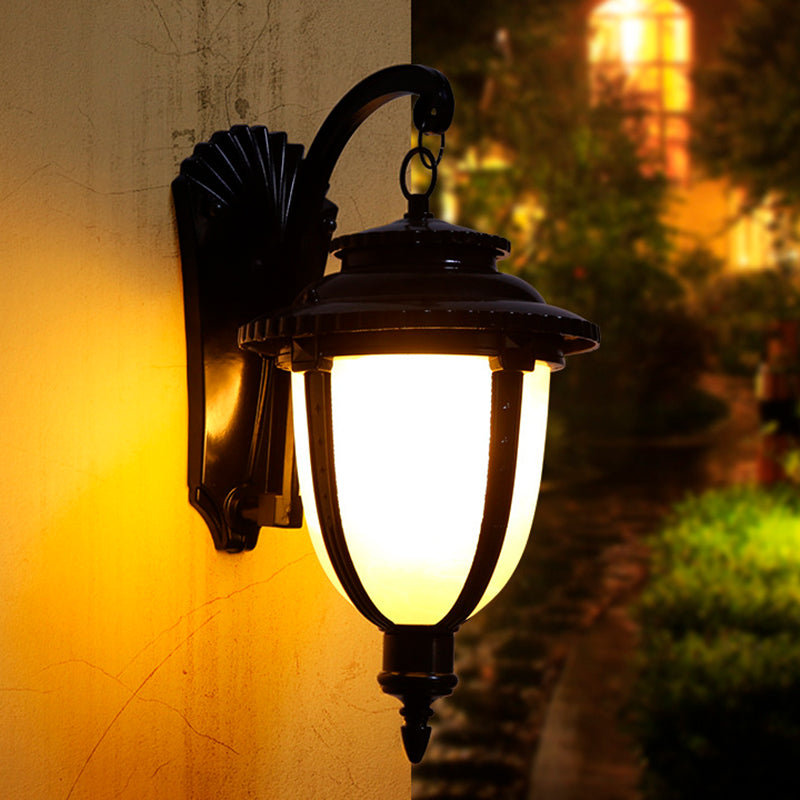 Traditional French Waterproof Lantern-Shaped Faux Marble Aluminum 1-Light Wall Sconce Lamp For Garden