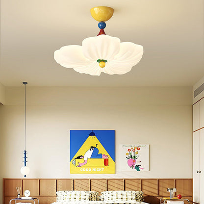 Contemporary Creative Iron PE Colorful Flower-shaped Kids LED Semi-Flush Mount Ceiling Light For Bedroom & Living Room