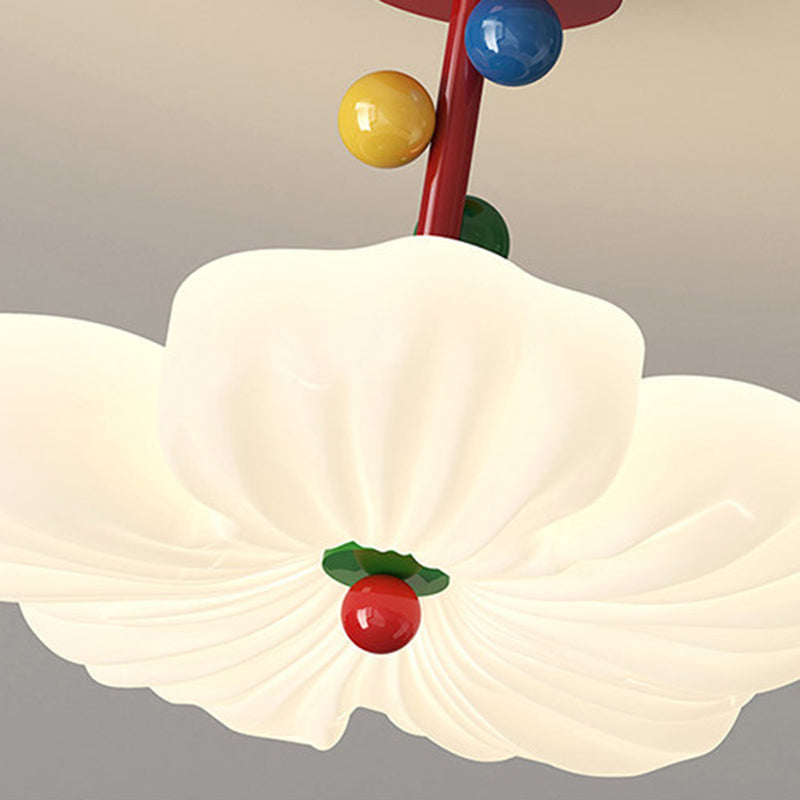 Contemporary Creative Iron PE Colorful Flower-shaped Kids LED Semi-Flush Mount Ceiling Light For Bedroom & Living Room