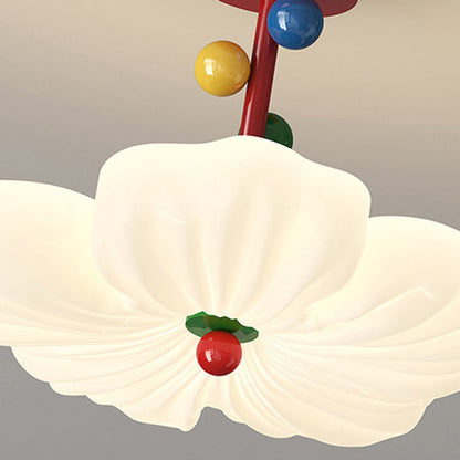 Contemporary Creative Iron PE Colorful Flower-shaped Kids LED Semi-Flush Mount Ceiling Light For Bedroom & Living Room