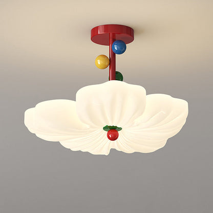 Contemporary Creative Iron PE Colorful Flower-shaped Kids LED Semi-Flush Mount Ceiling Light For Bedroom & Living Room