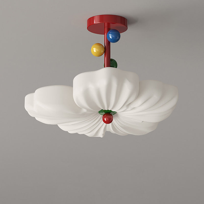 Contemporary Creative Iron PE Colorful Flower-shaped Kids LED Semi-Flush Mount Ceiling Light For Bedroom & Living Room