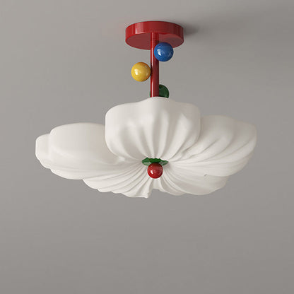 Contemporary Creative Iron PE Colorful Flower-shaped Kids LED Semi-Flush Mount Ceiling Light For Bedroom & Living Room