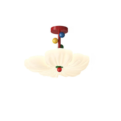 Contemporary Creative Iron PE Colorful Flower-shaped Kids LED Semi-Flush Mount Ceiling Light For Bedroom & Living Room
