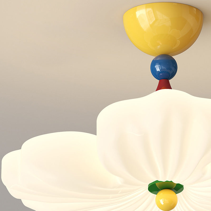 Contemporary Creative Iron PE Colorful Flower-shaped Kids LED Semi-Flush Mount Ceiling Light For Bedroom & Living Room