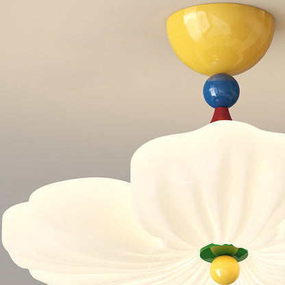 Contemporary Creative Iron PE Colorful Flower-shaped Kids LED Semi-Flush Mount Ceiling Light For Bedroom & Living Room