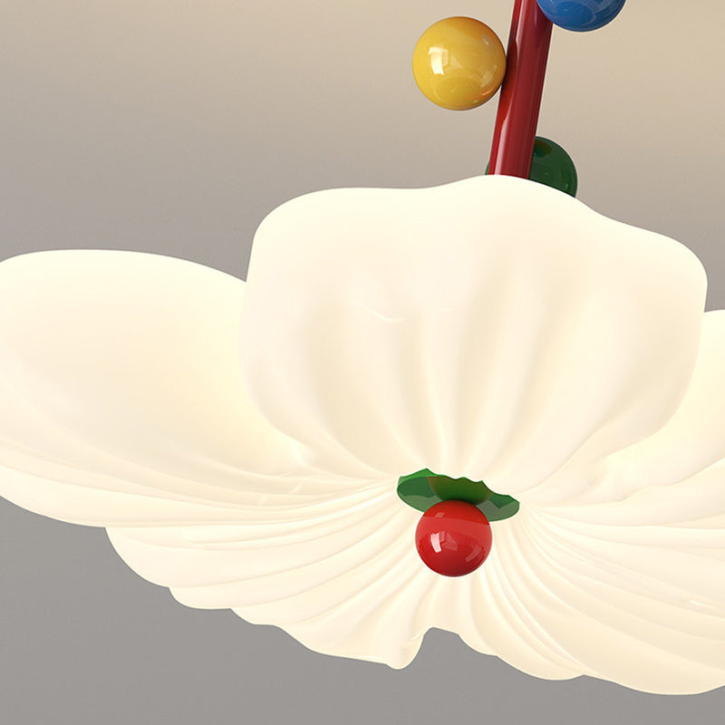 Contemporary Creative Iron PE Colorful Flower-shaped Kids LED Semi-Flush Mount Ceiling Light For Bedroom & Living Room