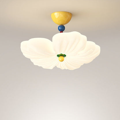 Contemporary Creative Iron PE Colorful Flower-shaped Kids LED Semi-Flush Mount Ceiling Light For Bedroom & Living Room