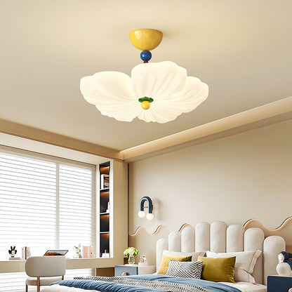 Contemporary Creative Iron PE Colorful Flower-shaped Kids LED Semi-Flush Mount Ceiling Light For Bedroom & Living Room