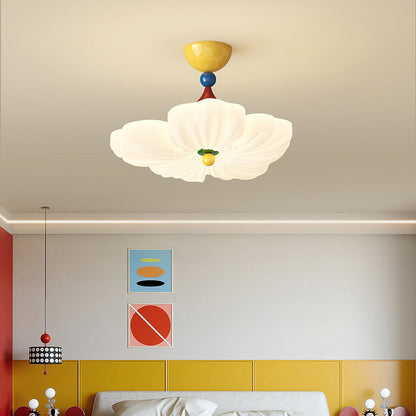 Contemporary Creative Iron PE Colorful Flower-shaped Kids LED Semi-Flush Mount Ceiling Light For Bedroom & Living Room